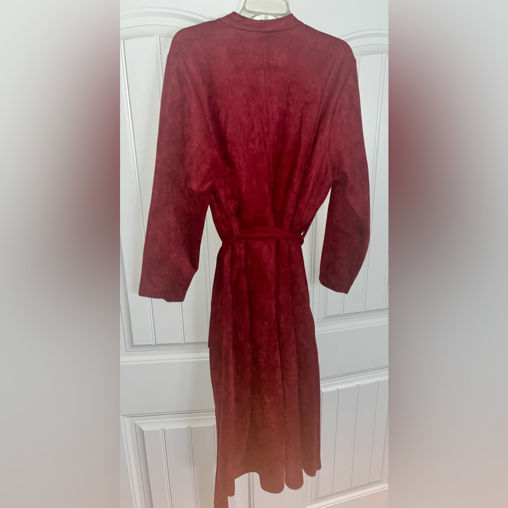 NEW Just Fab Faux Suede Orange Spice Waterfall Long Coat Size 2X - Picture 14 of 16
